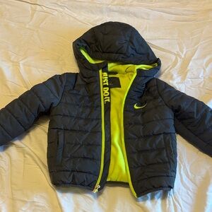 Nike Black Puffer Jacket with Neon Yellow Lining